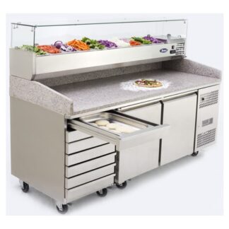 Atosa EPF3480GR Two Door + 7 Drawer Salad Prep Counter Table 250 Litres