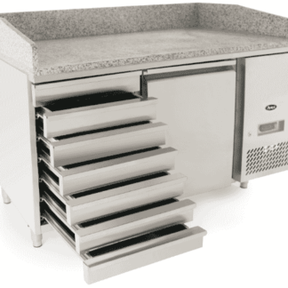 Atosa EPF3490GR + VRX1500/330 Single Door Granite Top Salad Prep Counter Table with VRX unit & GN Pans, 125 Litres