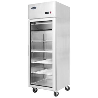 Atosa YCF9401GR Slimline Glass Single Door Upright Fridge, 410 Litres